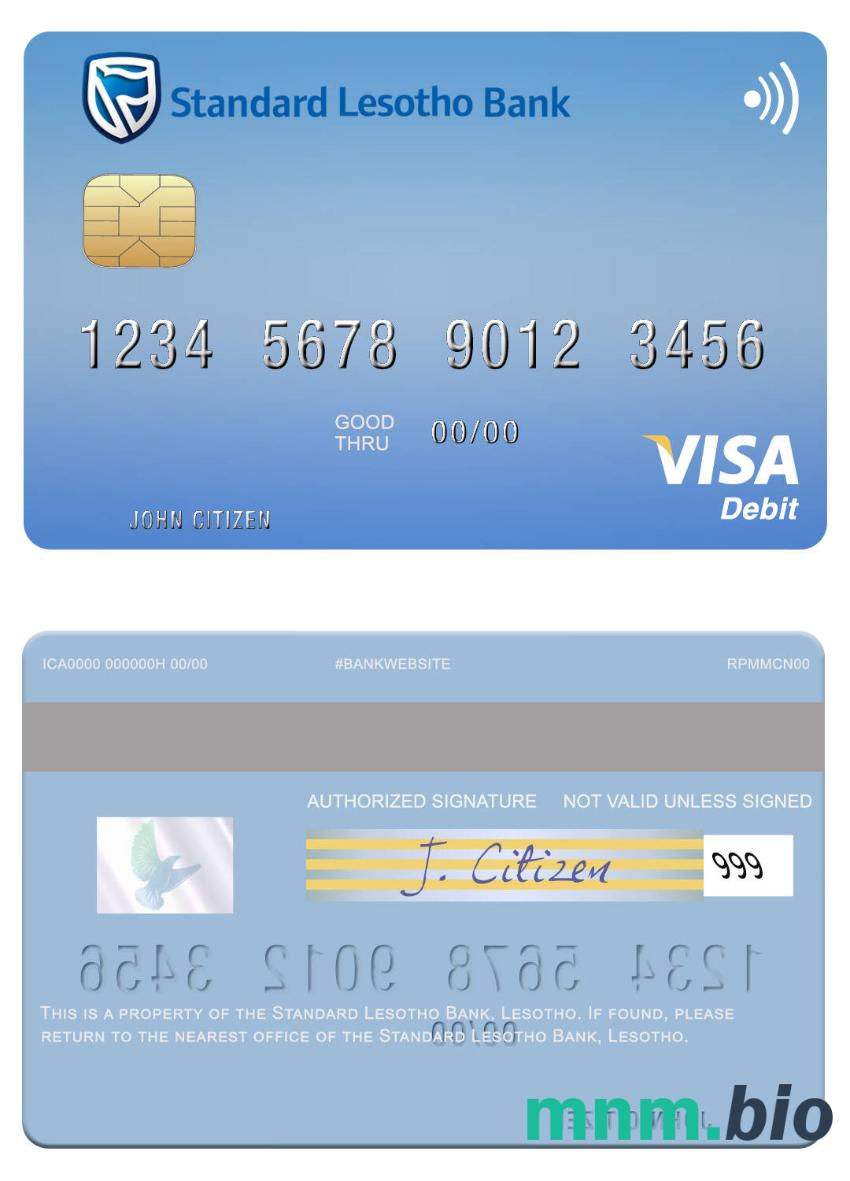 Lesotho Standard Lesotho Bank visa debet karta przykład w formacie PSD